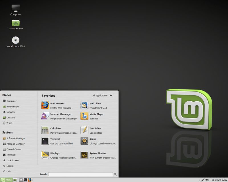 Linux Mint desktop Linux Mint desktop