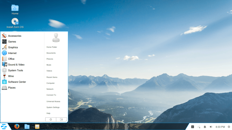 ZorinOS desktop ZorinOS desktop